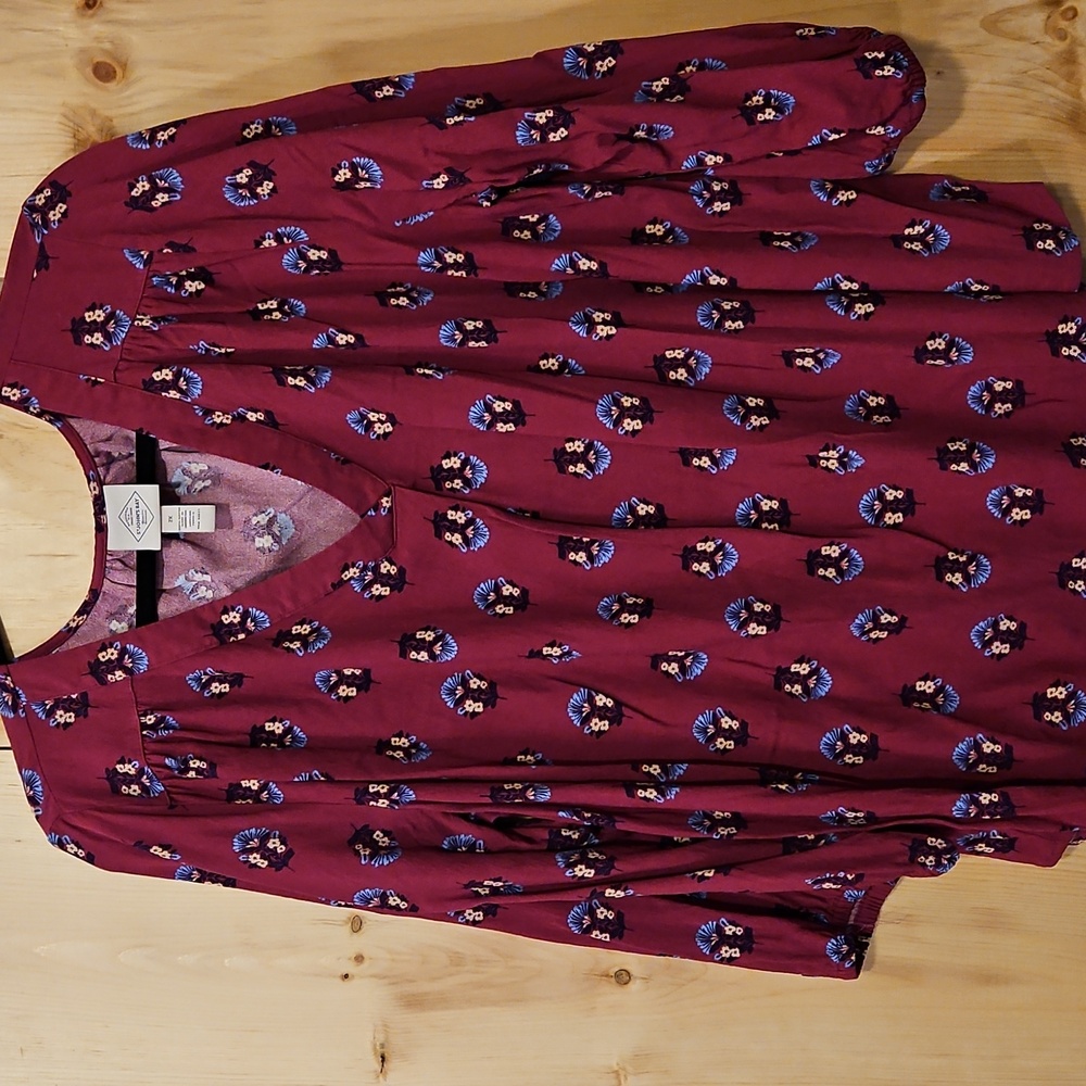 NWOT St. John's Bay Plus Womens V Neck 3/4 Sleeve Blouse Pink
